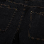 Wide Leg High Waisted Dark Denim Jeans Button Detail