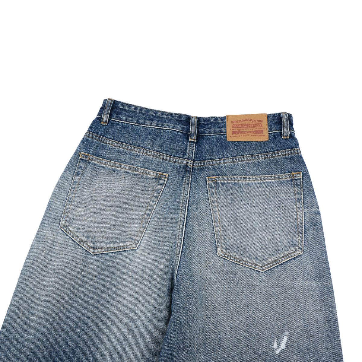 Vintage Splash Paint Washed Whisker Denim Pants