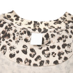 Leopard Print Waffle‑Knit Crew Neck Long Sleeve T‑Shirt