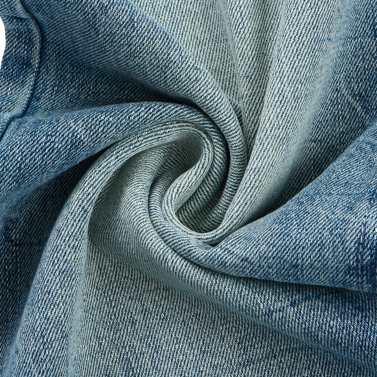 Medium Blue 3D-Whisker Baggy Jeans