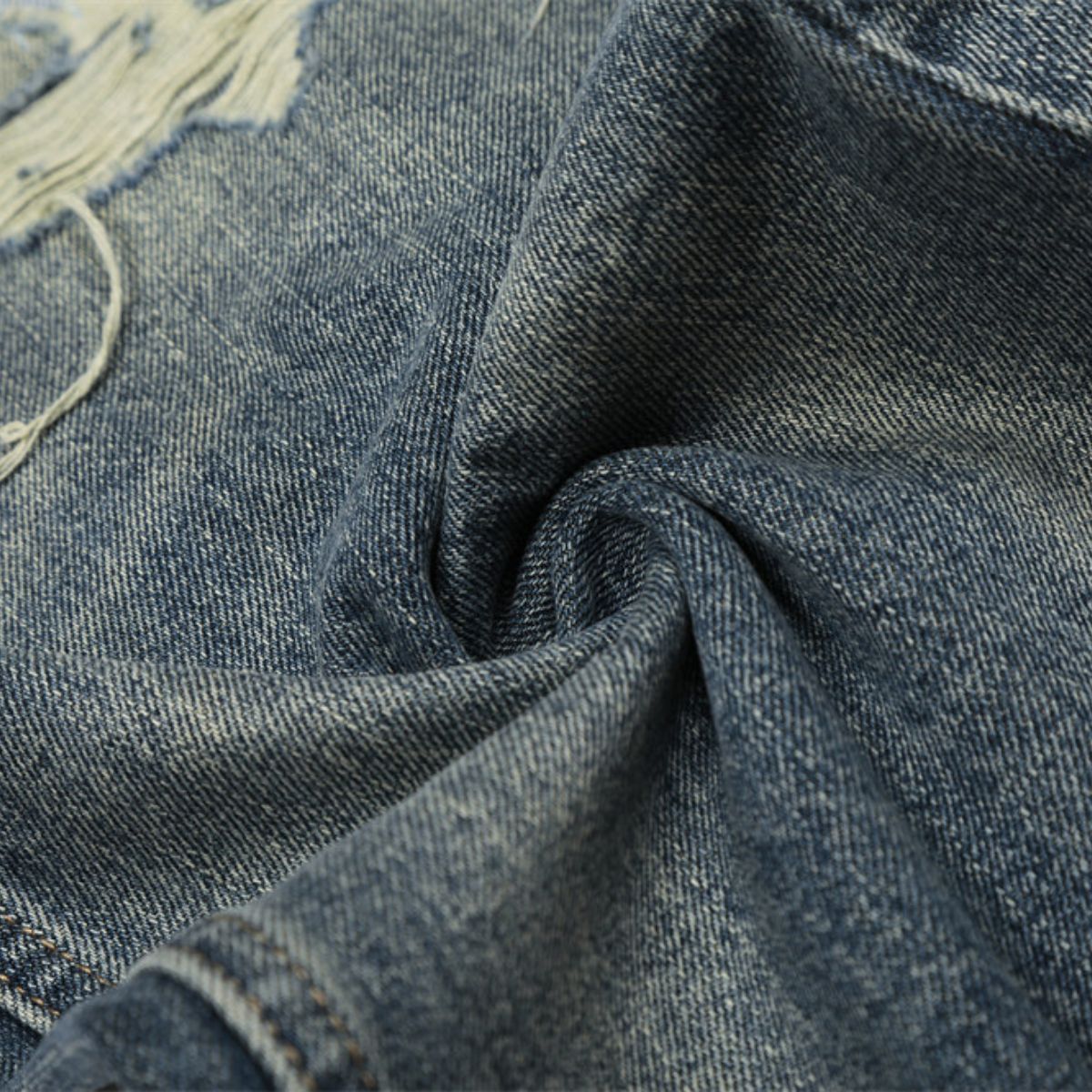 Men's Distressed Gradient Washed Denim Pants Loose Punk Street