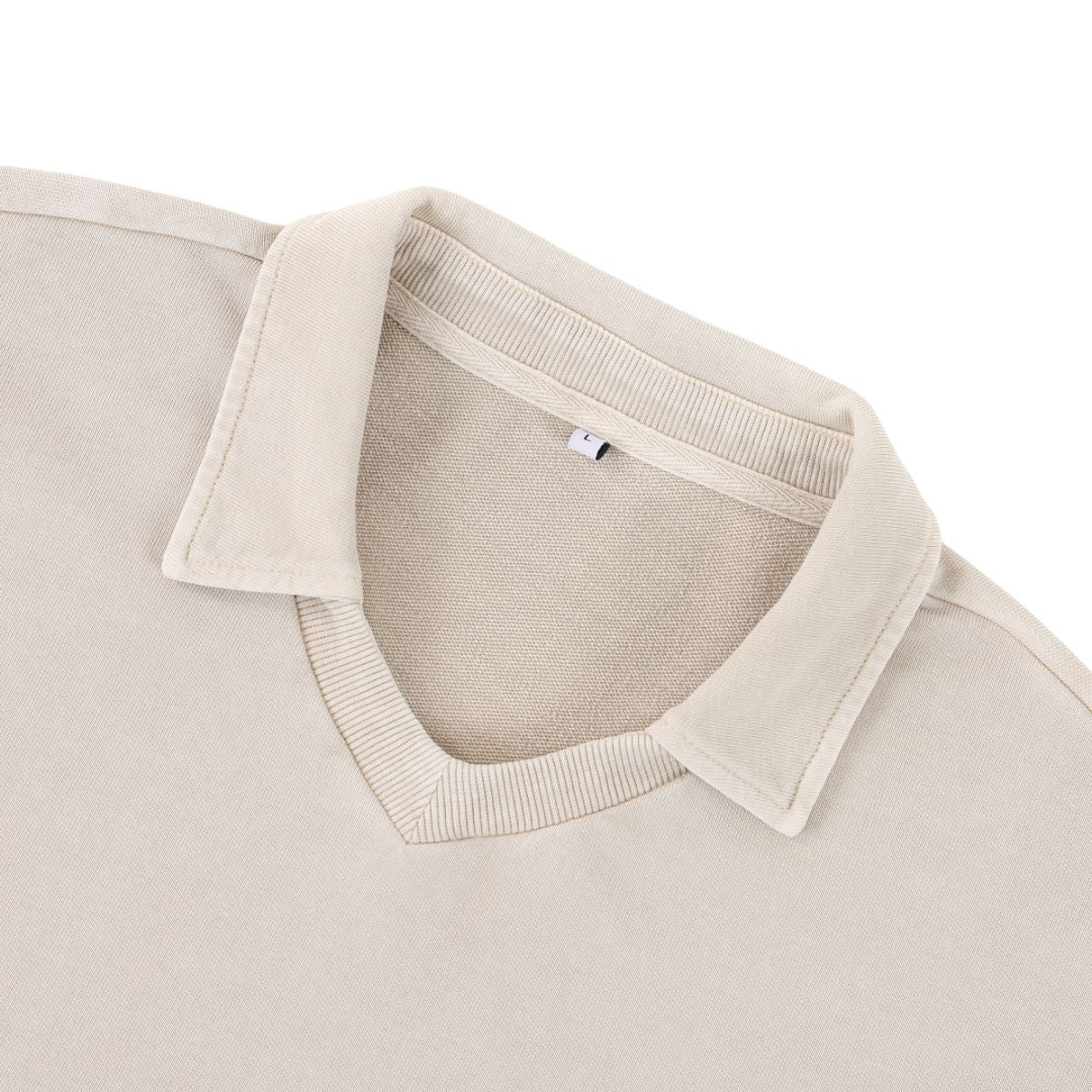 Heavyweight Snow Wash Collared Cropped Long Sleeve Sweatshirt