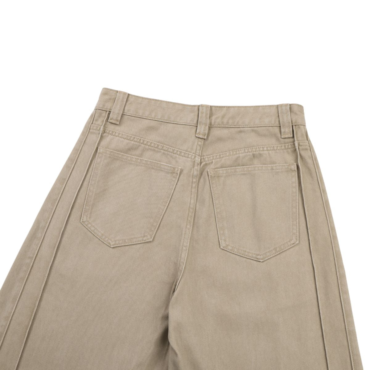 Seam‑Detail Wide‑Leg Twill Pants