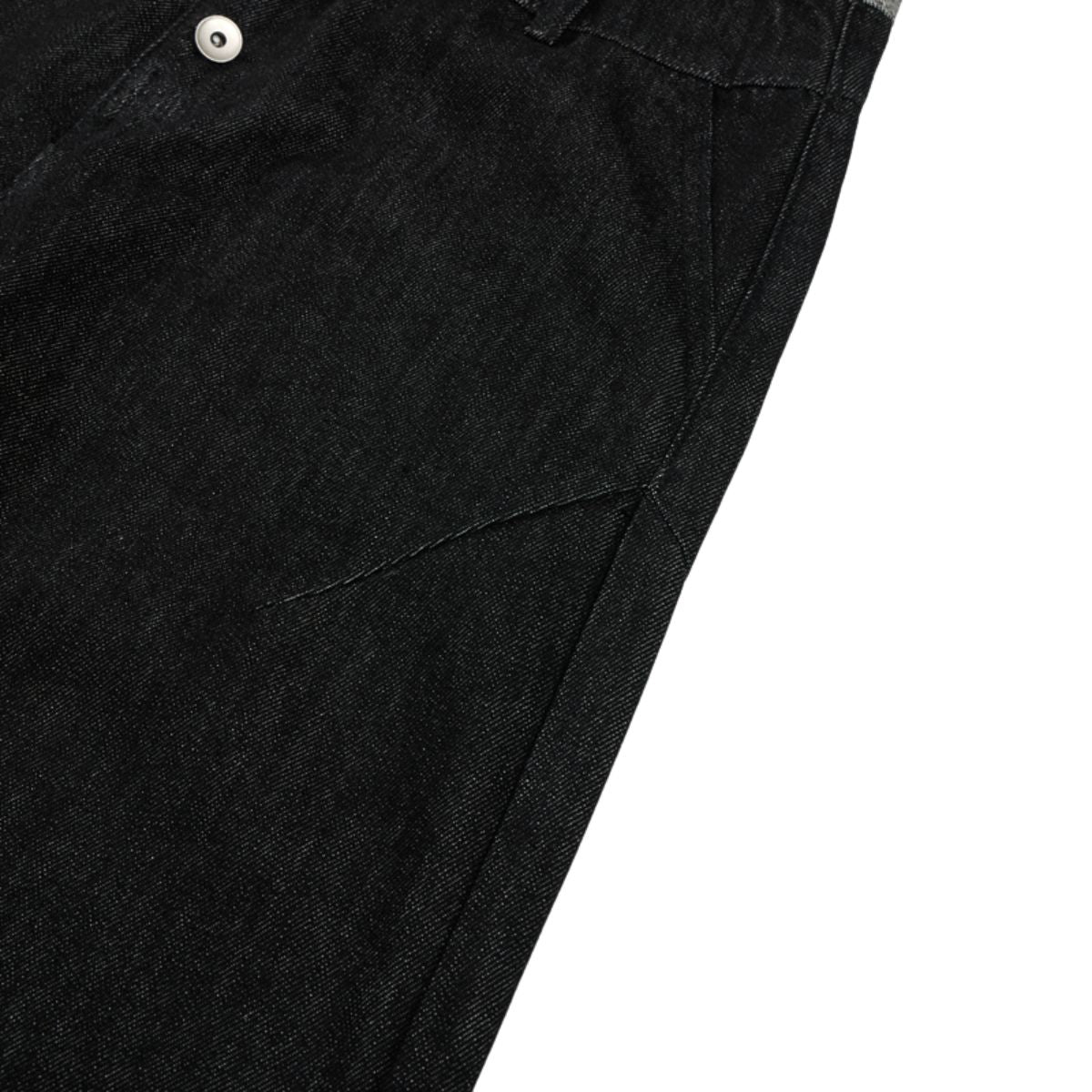 Two‑Tone Waistband Black Wide‑Leg Denim Jeans
