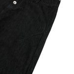 Two‑Tone Waistband Black Wide‑Leg Denim Jeans