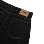 Raw Black Deconstructed Curved Wide‑Leg Jeans