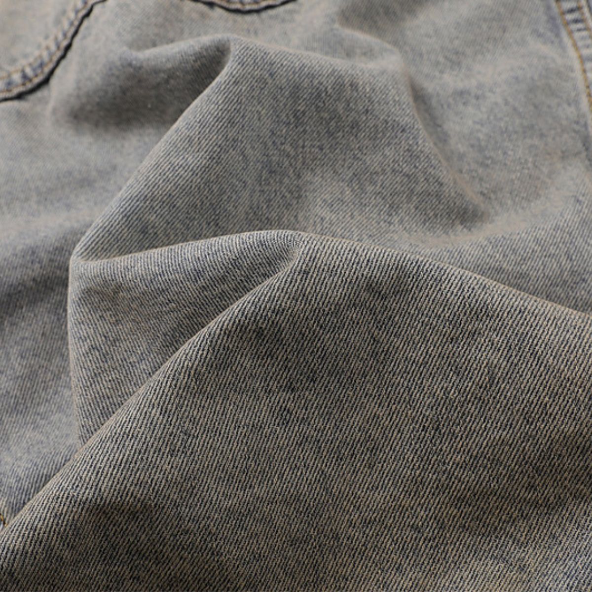 Unisex Retro Street style Distressed Washed Blue&yellow Mud-dyed Denim Jacket