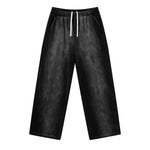 Monkey Wash Ripped Distressed Curved Wide Leg Cotton Sweatpants