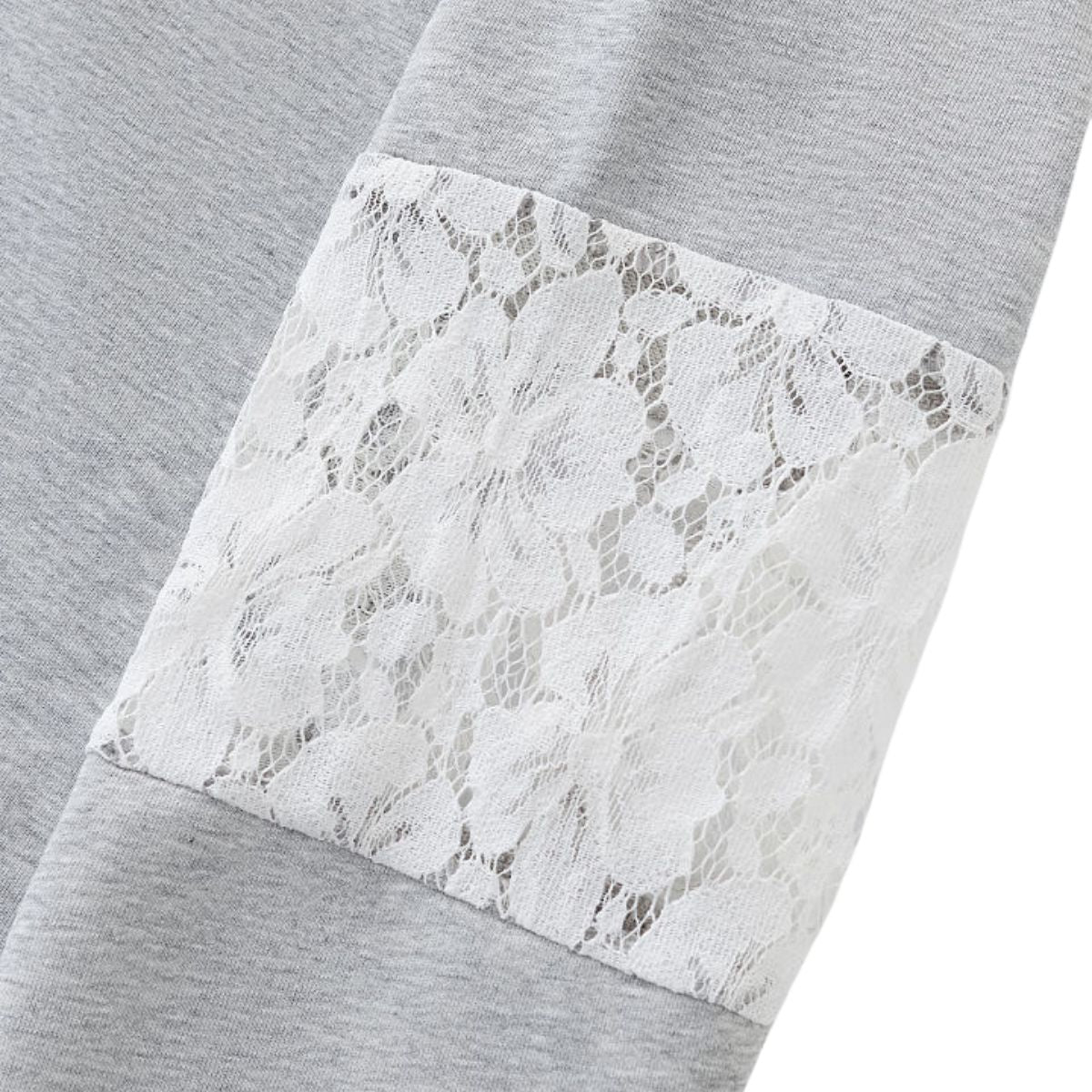 Lace Cutout Spliced Hooded Sweatshirt