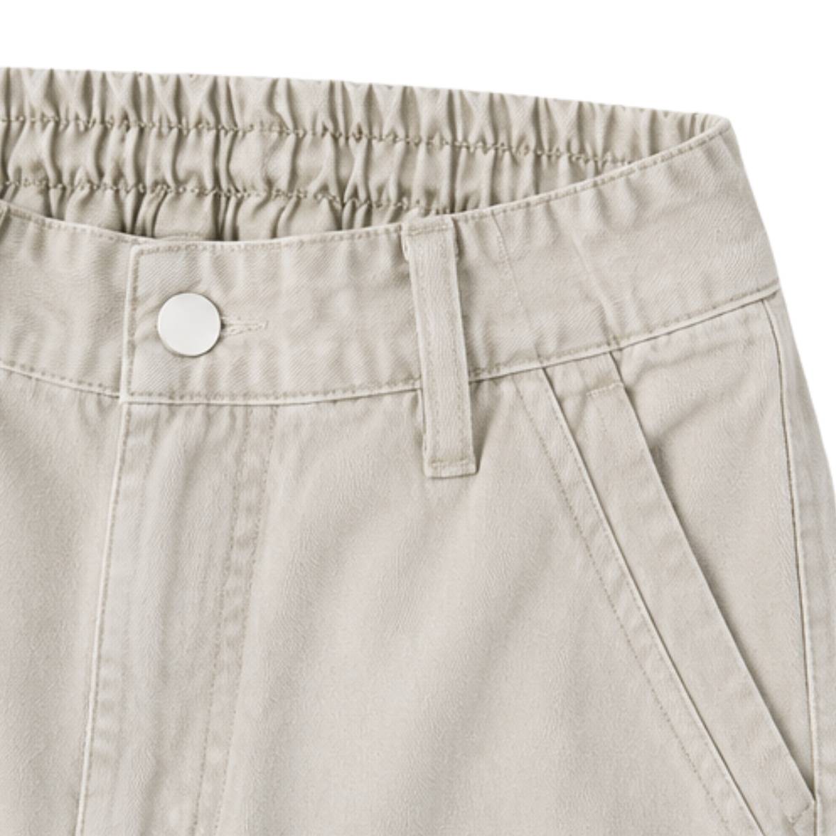 Washed Solid Wide Relaxed Workwear Pants