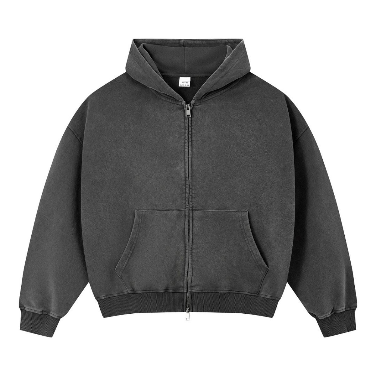 Vintage Relaxed Drop‑Shoulder Zip‑Up Hoodie