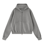 Vintage Washed Cotton Double‑Zip Hoodie
