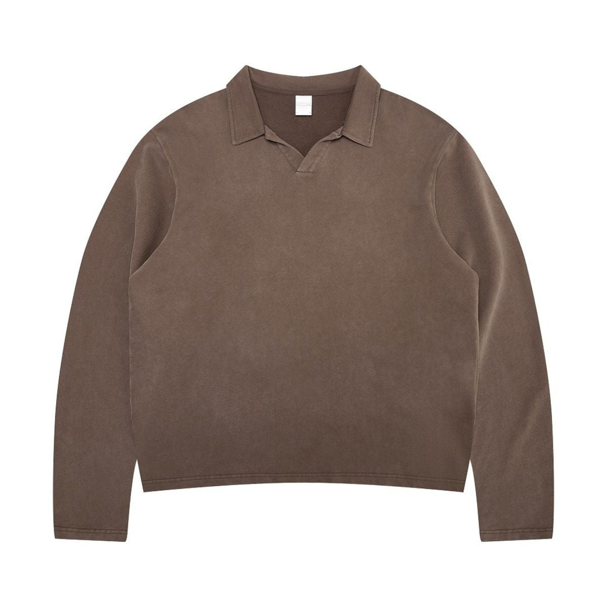 Seagull‑Collar Polo Vintage Washed Half‑Placket Sweatshirt