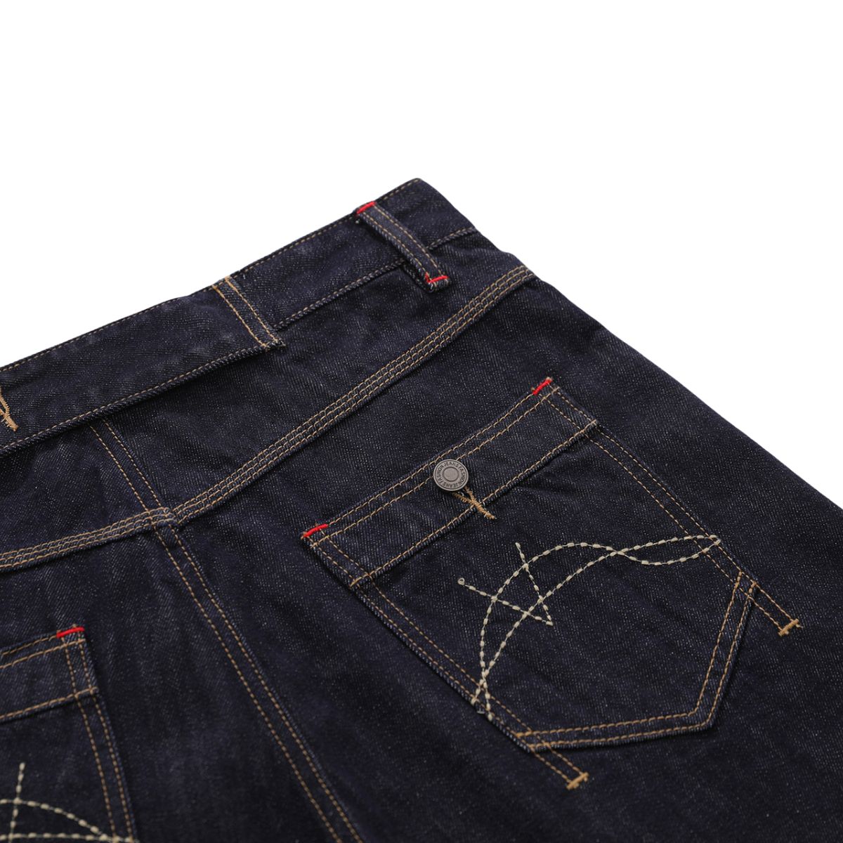 Deconstructed Embroidered Raw Denim Bermuda Shorts