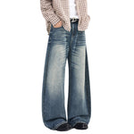 Washed Scythe Silhouette Wide Leg Denim Pants