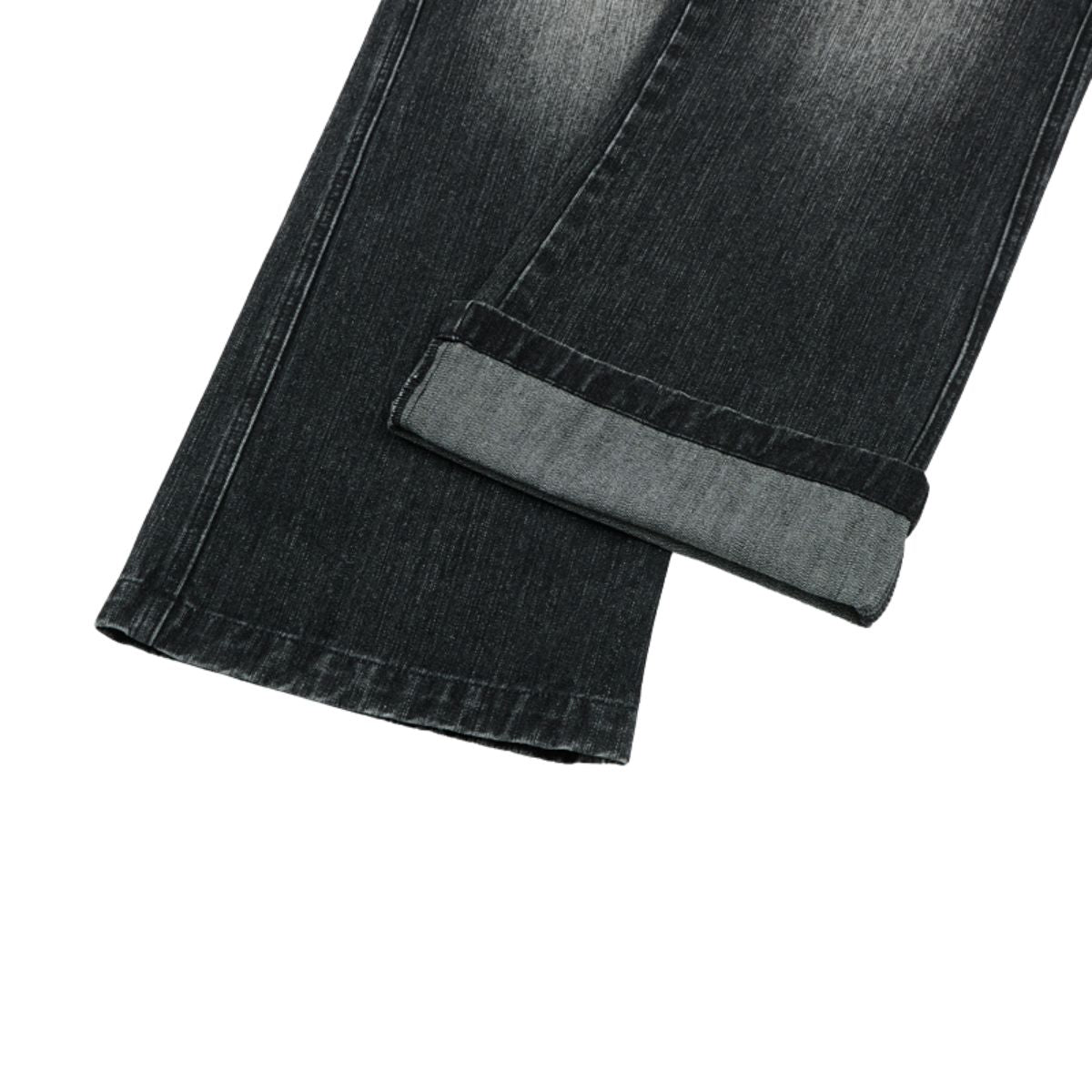 Vintage Washed Black Wide‑Leg Jeans