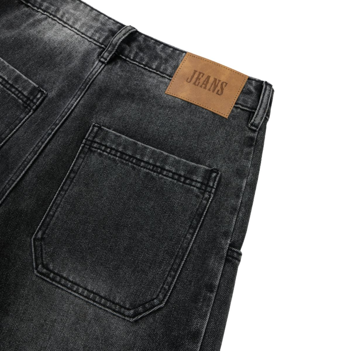 Gray Washed Workwear‑Style Wide‑Leg Jeans