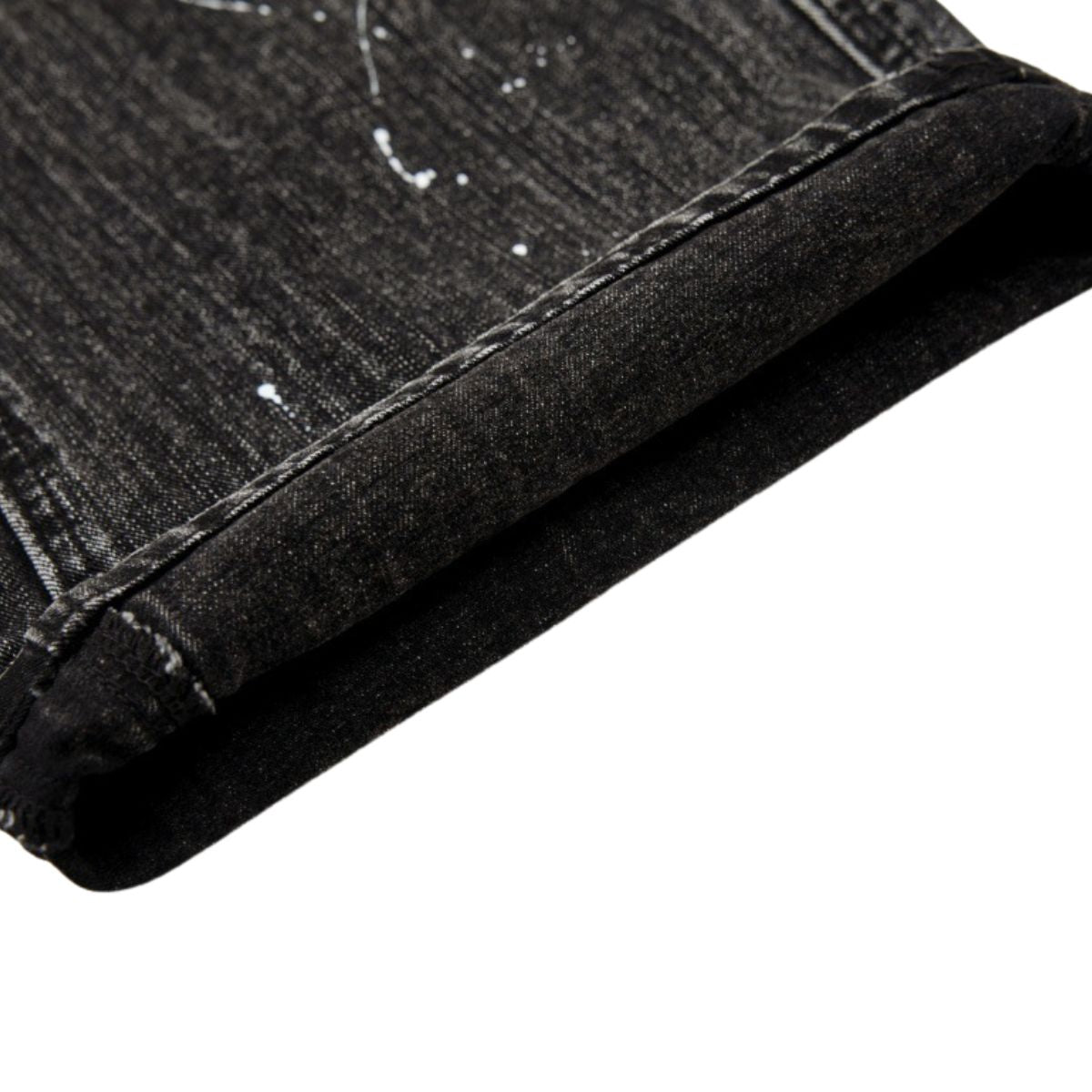 Men's Distressed Washed Denim Wide Leg Pants Punk Paint Splatter