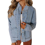 Women's Relaxed Ruffle Trim Denim Shirt Jacket