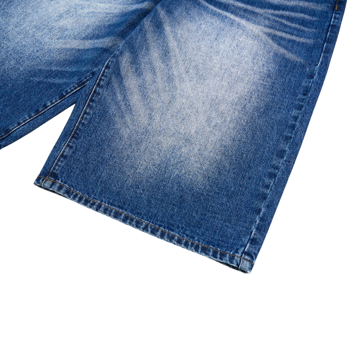 Washed Indigo Relaxed Fit Utility Denim Shorts