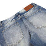 Ripped Lightning Pattern Micro Flare Vintage Denim Jeans