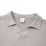 Waffle Knit Seagull Collar Drop‑Shoulder Loose Long Sleeve Top