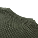 Waffle Raw‑Edge Spliced Distressed Long‑Sleeve T‑Shirt