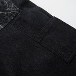 Marble Pattern Panels Black Wide Leg Painter Pants