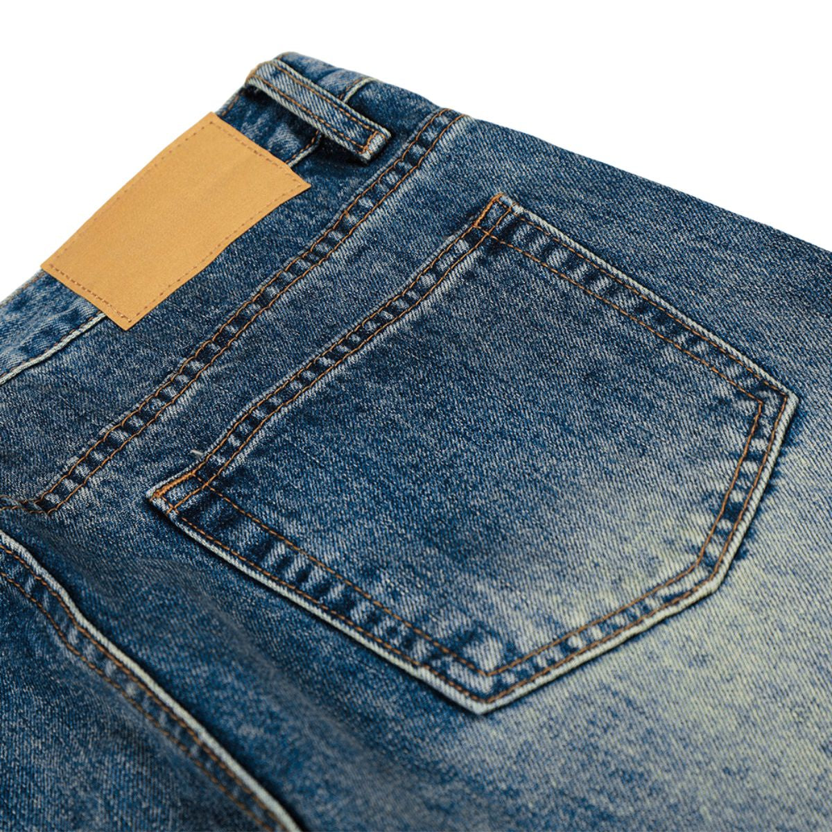 Men's Mid-Rise Straight-Leg Washed Denim Pants â€?Vintage Casual