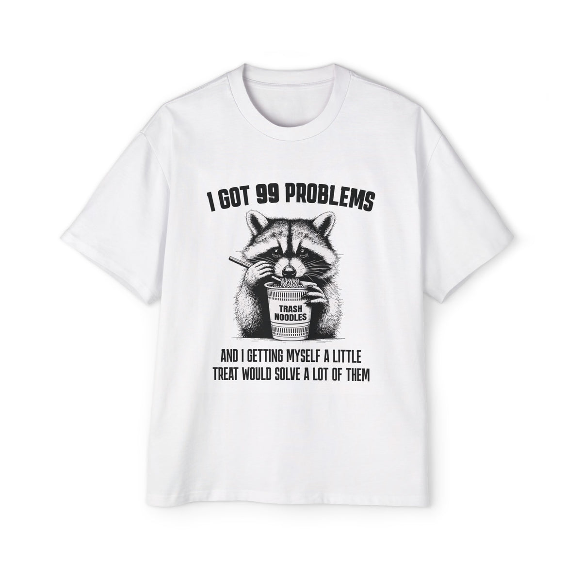 Raccoon Eating Noodle Graphic Tee-INNBLAC Fashion Apparel