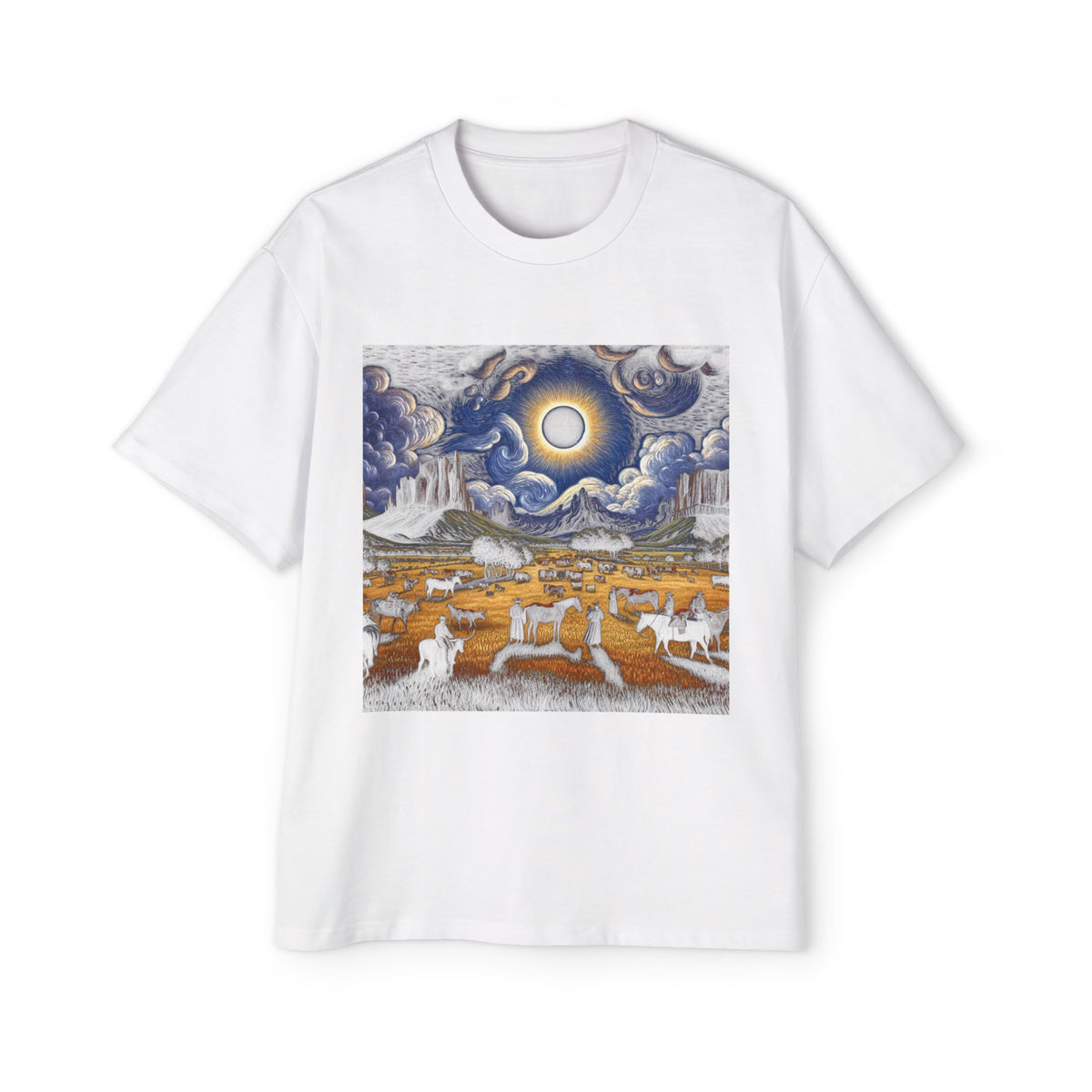 Total Solar Eclipse Texas Farm Graphic Tee-INNBLAC Fashion Apparel
