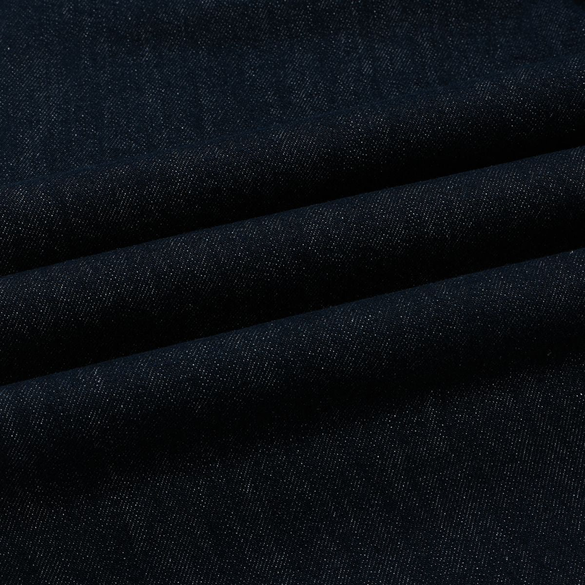 Star‑Print Curved Blade Raw Denim Jeans