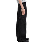 Washed Contrast-Stitch Baggy Relaxed Carpenter Denim Pants