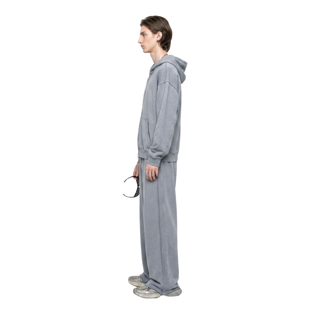Gradient Monkey‑Wash Heavyweight Cotton Straight‑Leg Casual Pants