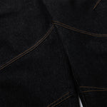 Wide Leg High Waisted Dark Denim Jeans Button Detail