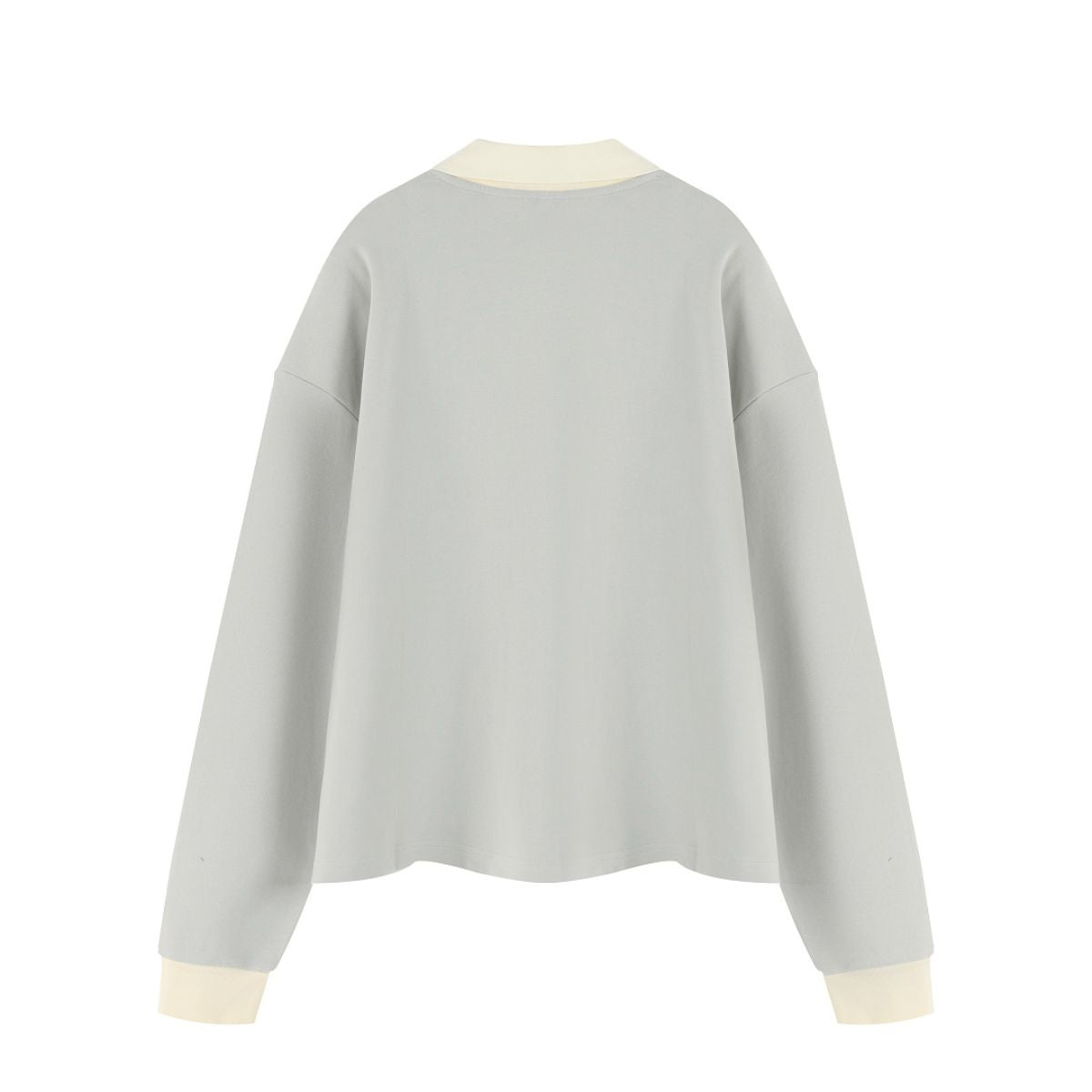 Women's Heavyweight Washed Color Block Collared Long Sleeve Sweatshirt