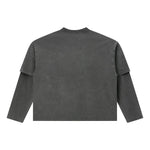 Vintage Snow‑Washed Relaxed Two‑Piece Sleeve Long Sleeve T‑Shirt