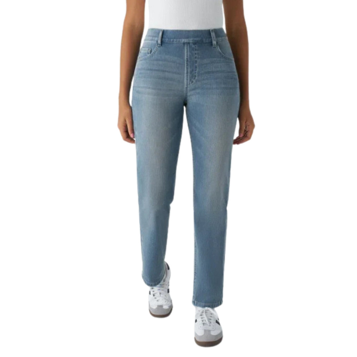 High Waisted Pull-On Straight Leg Jeans