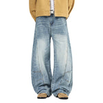 Vintage Washed High Waist Distressed Relaxed Straight Leg Denim Jeans