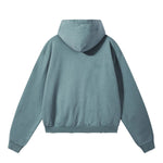 Boxy Cropped Stacked Sleeve Ripped Distressed Full Zip Hoodie