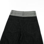 Two‑Tone Waistband Black Wide‑Leg Denim Jeans