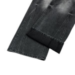 Gray Washed Workwear‑Style Wide‑Leg Jeans