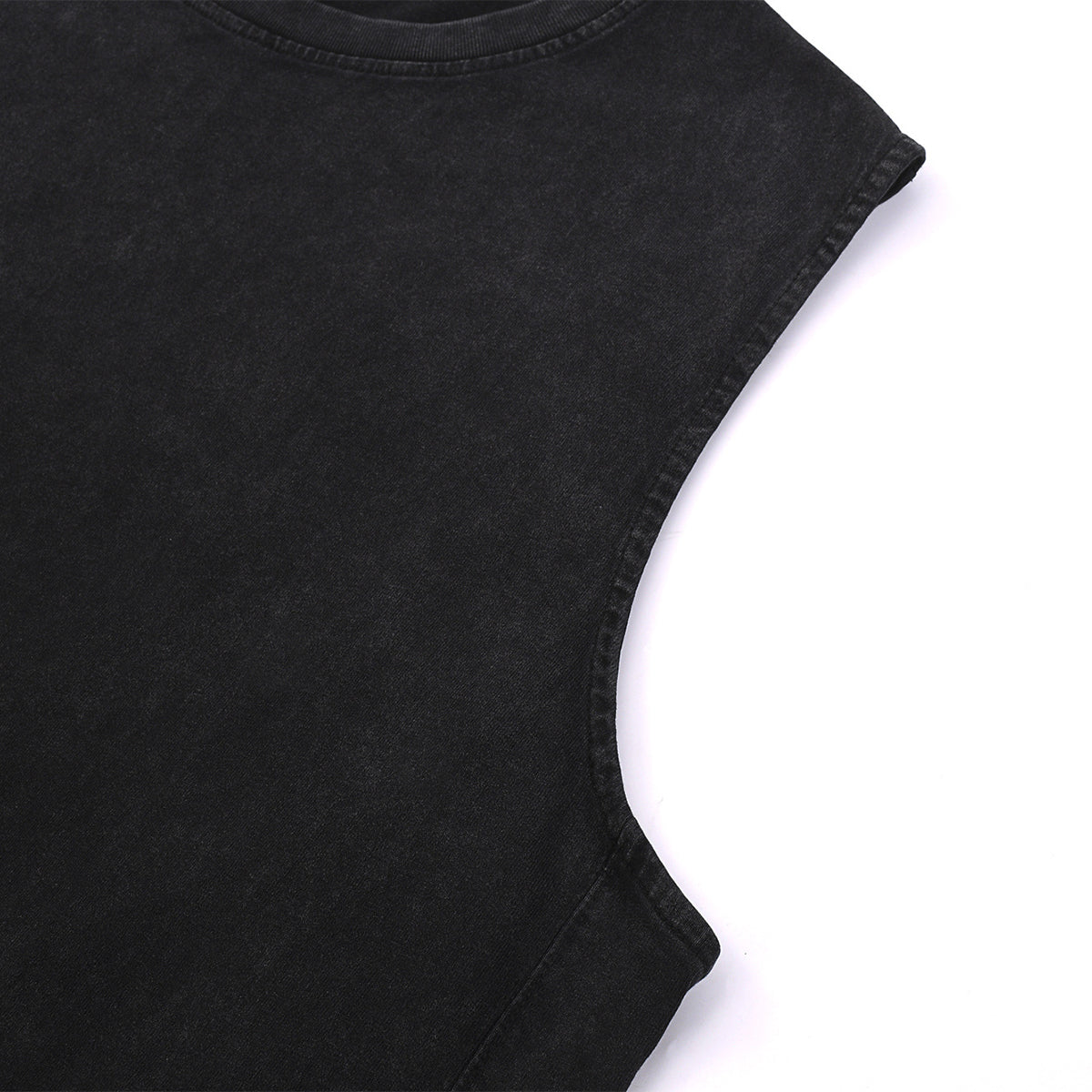 Black Washed Cotton Ripped Muscle Tank 275gsm