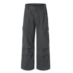 Vintage Workwear Wide-Leg Cargo Pants Multi Pocket Washed