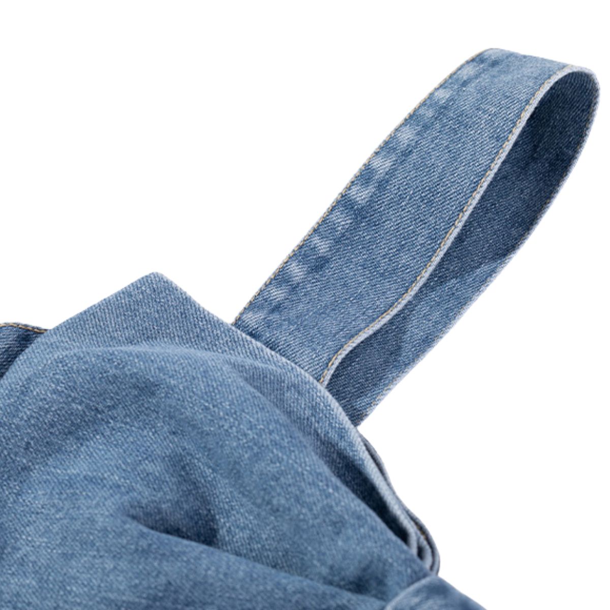 Women's Denim Bow Strappy Mini Dress