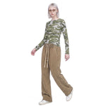 Star Camo Cropped Slim Fit Long Sleeve Layering Base Top