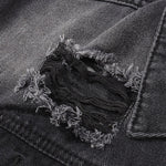 Relaxed Faded Denim Ripped Jacket