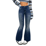 Women'sEmbroidered Y2K High Waist Stretchy Flared Jeans