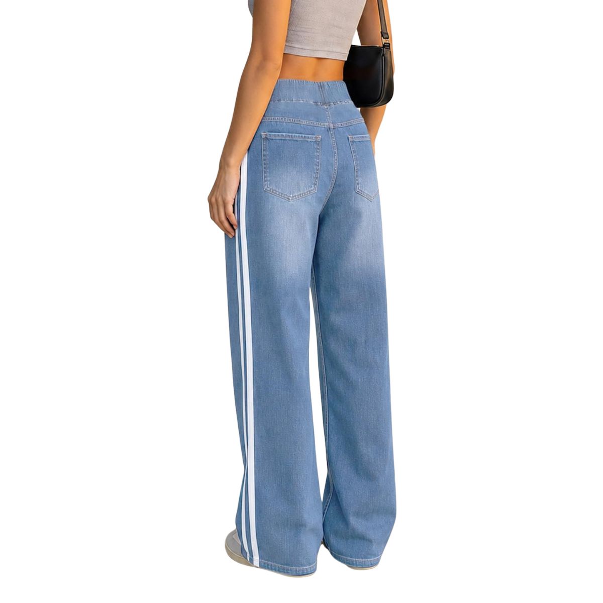 Women's Side Stripe Stretch Wide Leg Jeans