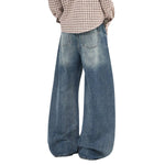 Washed Scythe Silhouette Wide Leg Denim Pants
